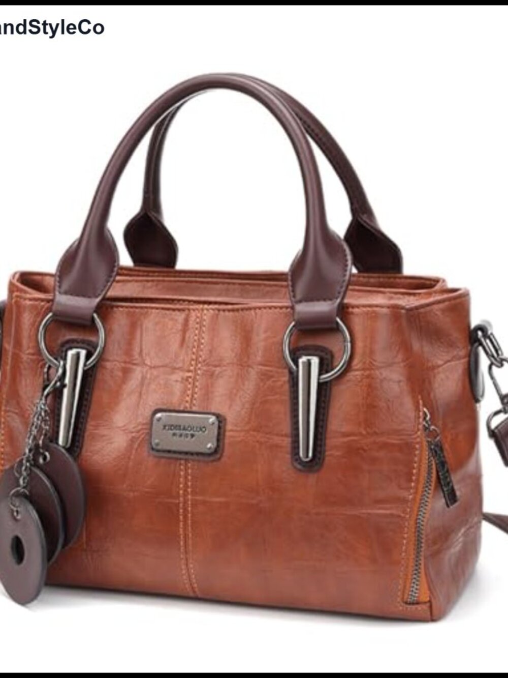 Vegan Leather Tote Bag Satchel Shoulder Crossbody Purse with Compartments